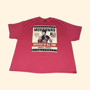 Muhammad Ali Greatest of All Time Graphic T-Shirt Mens 5XL Red Boxing GOAT Tee‎